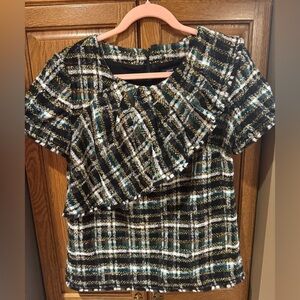 Banana Republic Black Plaid Tweed Textured blouse, size 4